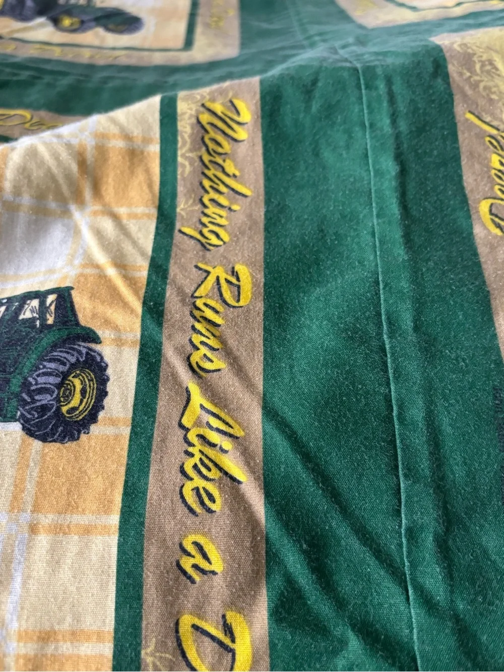 John Deere Green and Yellow Tractor Patchwork Quilt Handmade
